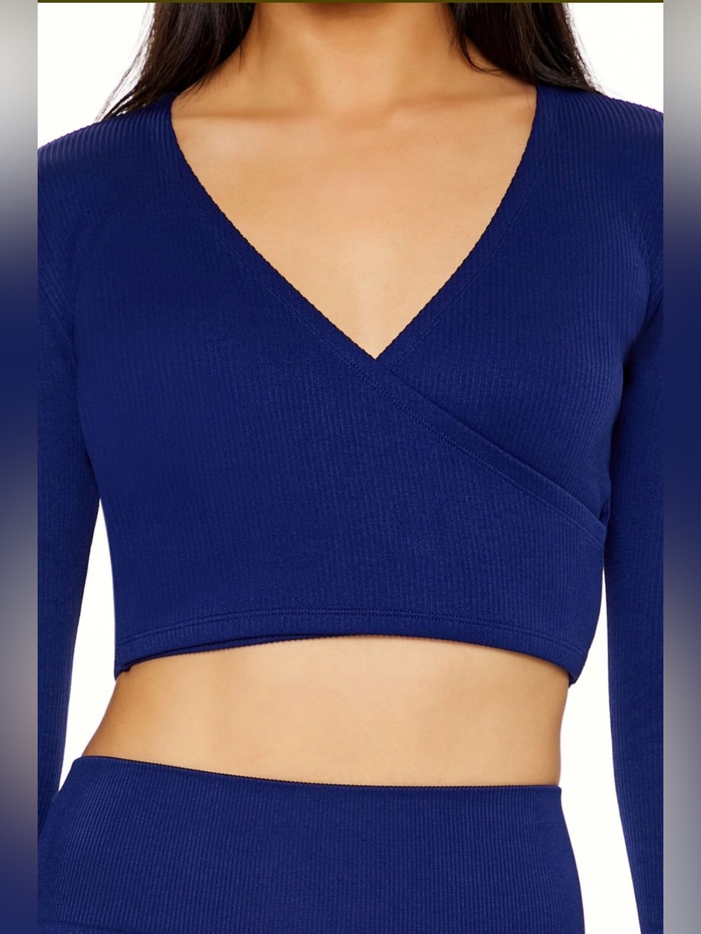 Active Seamless Ribbed Surplice Crop Top